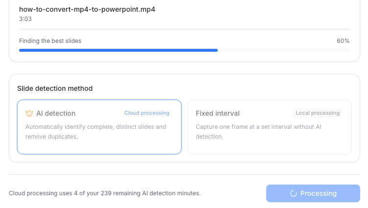 AI detection finding the best presentation slides