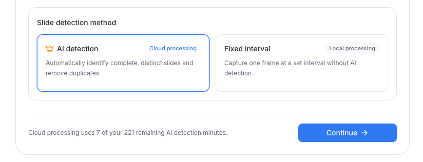 AI detection selected for the seven-minute training-video task
