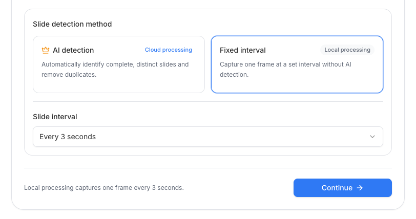 Fixed interval selected at every three seconds