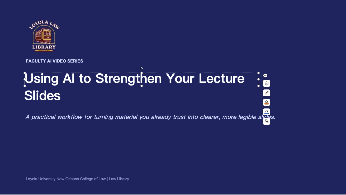 Editable title text in the exported PowerPoint